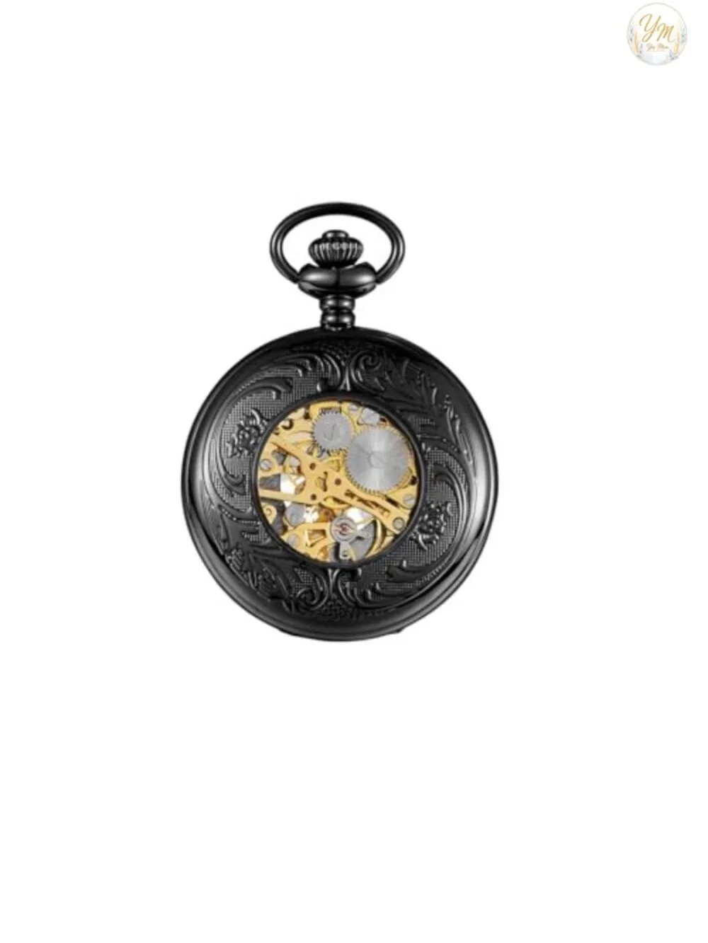 Men's Vintage Pocket Watch with Chain Hand Wind Mechanical Steampunk Skeleton